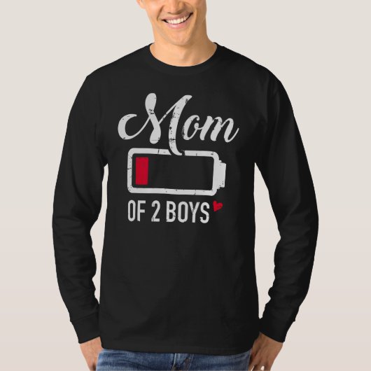 Mom Of 2男の子の低電池 Tシャツ (正面)