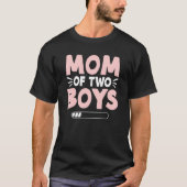 Mom Of 2男の子の2男の子の低バッテリ引用文のための Tシャツ (正面)