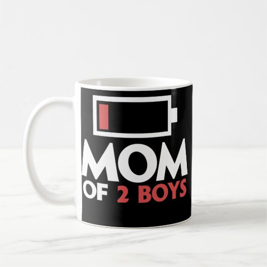 Mom of 2 Boys Tired Mother with two Sons Low コーヒーマグカップ (左)