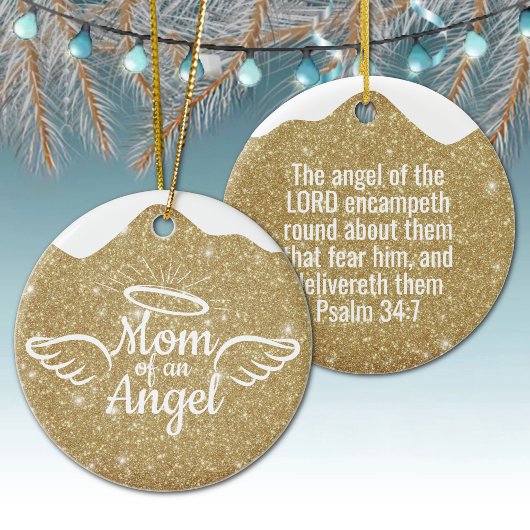 Mom of an Angel Golden Christian Christmas 👼🏻 🎄 セラミックオーナメント