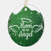 Mom of an Angel Green Christian Christmas 👼🏻 🎄 セラミックオーナメント (左)