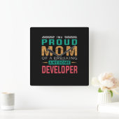 Mom Of Awesome Developer スクエア壁時計 (ホーム)