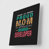 Mom Of Awesome Developer スクエア壁時計 (傾斜)