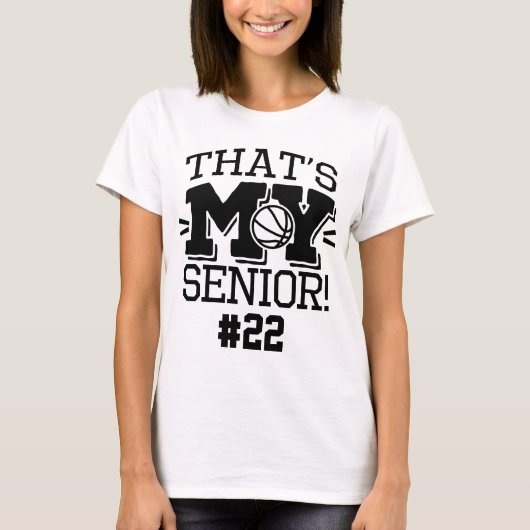 Mom of Basketball Senior Jersey Number & Name Tシャツ (正面)