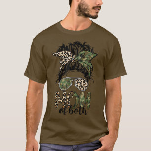 Mom Of Both Messy Bun Camoue Leopard Bandana Mote Tシャツ