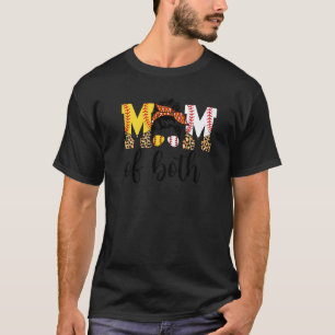 Mom Of Both Messy Bun Softball Baseball母D Tシャツ