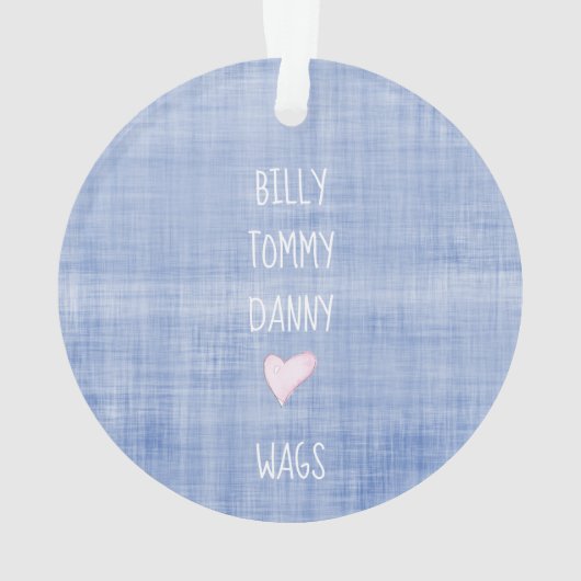 Mom of Boys Loveハート名青いホワイトキープサケ オーナメント (裏面)