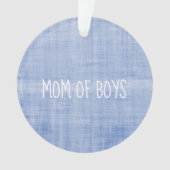 Mom of Boys Loveハート名青いホワイトキープサケ オーナメント (正面)