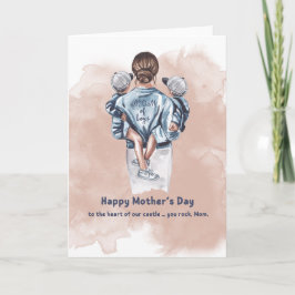 Mom of Boys Watercolor Mother’s Day Card カード