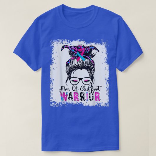 Mom Of Clubfoot WarriorAwareness Pink & Blue Ribbo Tシャツ (デザイン正面)