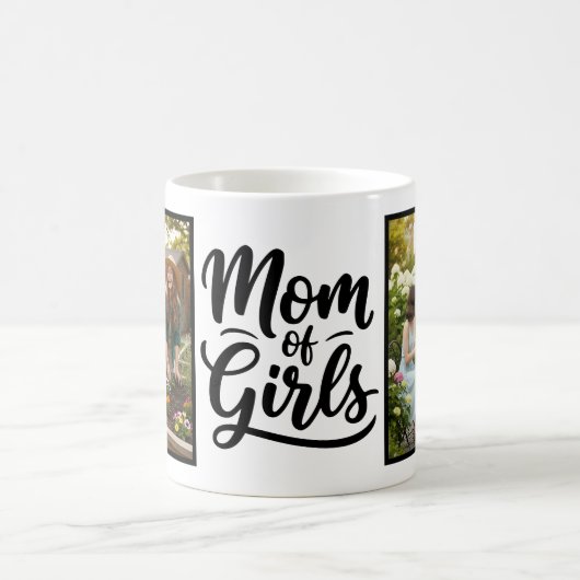 Mom of Girls Brush Script 2 Photo コーヒーマグカップ (中央)