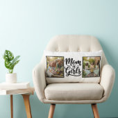 Mom of Girls Brush Script Double Photo ランバークッション (椅子)