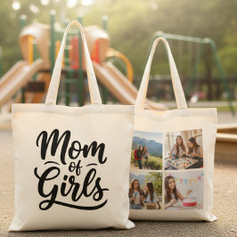 Mom of Girls Brush Script Four Photo トートバッグ
