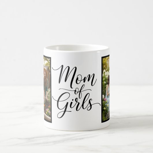 Mom of Girls Elegant Modern Script 2 Photo コーヒーマグカップ (中央)