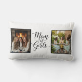 Mom of Girls Modern Elegant Script Double Photo ランバークッション (裏面)