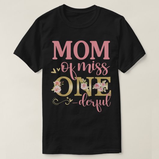 Mom of Little 恋しく思 Onederful 1th Birthday Family M Tシャツ (デザイン正面)