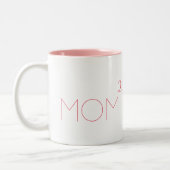 MOM of Number of Kids Cute Pink Mothers Day Tea ツートーンマグカップ (左)