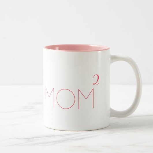 MOM of Number of Kids Cute Pink Mothers Day Tea ツートーンマグカップ (右)