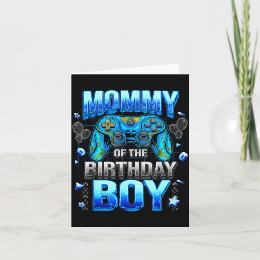 Mom Of The Birthday Boy Cool Gamer Funny Video Gam カード (正面)