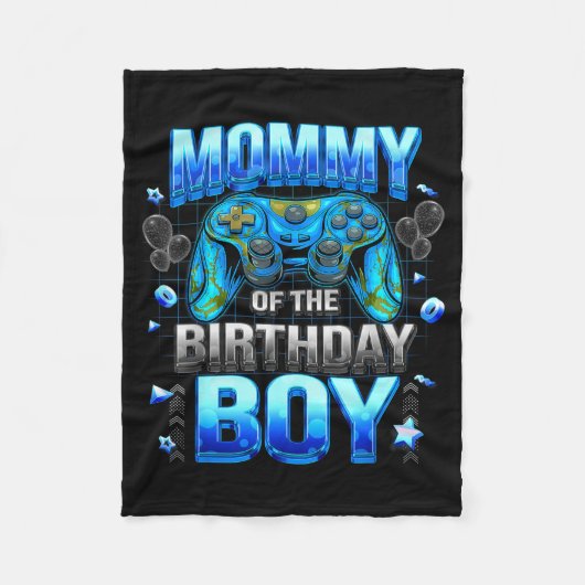 Mom Of The Birthday Boy Cool Gamer Funny Video Gam フリースブランケット (正面)