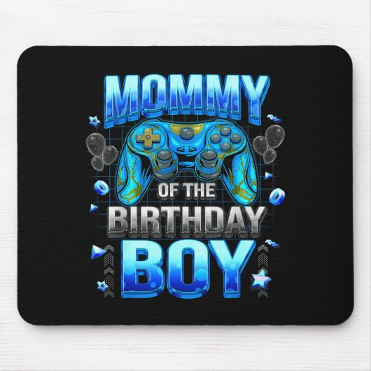 Mom Of The Birthday Boy Cool Gamer Funny Video Gam マウスパッド (正面)