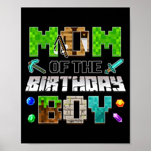 Mom Of The Birthday Boy Funny Gaming Birthday Xel  ポスター (正面)