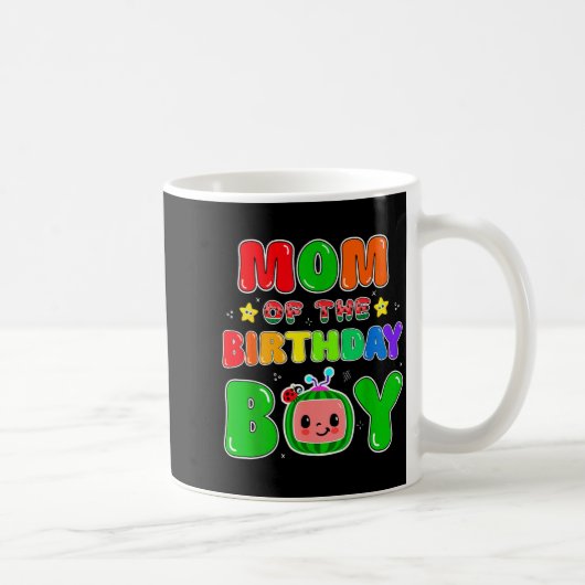 Mom Of The Birthday Boy Funny Melon Family Party M コーヒーマグカップ (右)