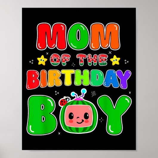 Mom Of The Birthday Boy Funny Melon Family Party M ポスター (正面)