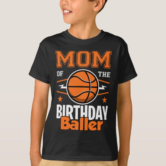 Mom Of The Birthday Byller Bysketbyll Big Fan Birt Tシャツ (正面)