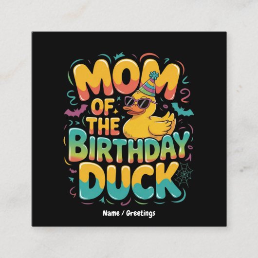 Mom Of The Birthday Duck Rubber Duck Birthday Girl スクエア名刺 (正面)