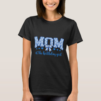 Mom of The Birthday Girl Blue Chinoiserie Floral Tシャツ