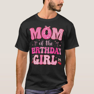 Mom Of The Birthday Girl Coquette Bow Cherry Birth Tシャツ