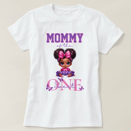 Mom of the Sweet ONE Afro Baby Girl 1st誕生日 Tシャツ (デザイン正面)