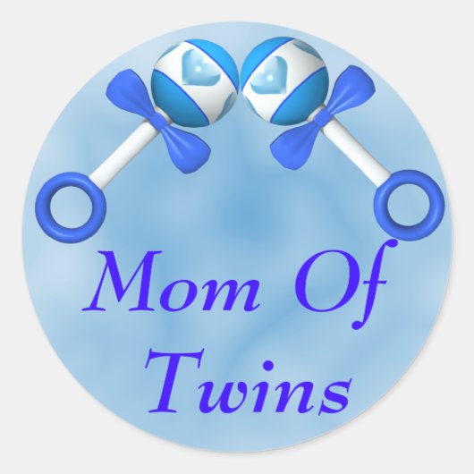 Mom Of Twin Boysステッカー ラウンドシール (正面)