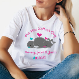 Mom of Twins、Boy & Girl、Mother's Day T-shirt Tシャツ