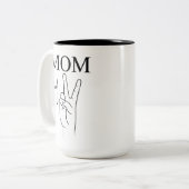 MOM OF TWO、Mom of twins、Mom of three ツートーンマグカップ (正面左)