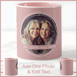 Mom One Photo & Text Dusty Rose Pink C91 ツートン マグカップ