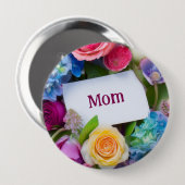MOM or Custom Name Surrounded by Flowers 缶バッジ (正面&裏面)