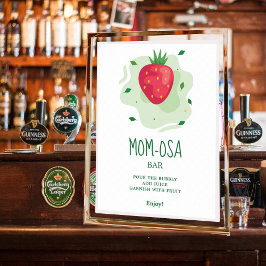 Mom-osaイチゴ緑の赤い果実ベビーシャワー ポスター