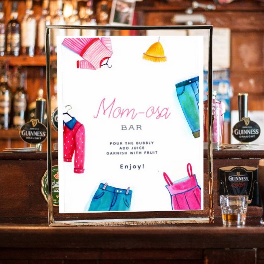 Mom-osaハローベビーピンクブルー服ベビーシャワー ポスター