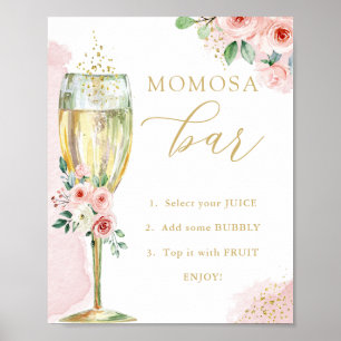 "MOM"osaバー、ピンクの金ゴールド花とガラス、シャワー ポスター