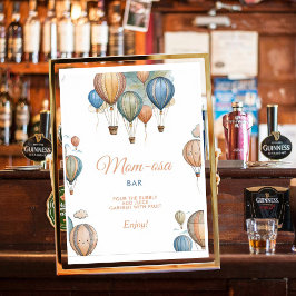 Mom-osaホットエアバルーンPastel男の子ベビーシャワー ポスター