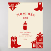 Mom-osaボトル&ブーツカウボーイレトロ赤ちゃんシャワー ポスター (正面)