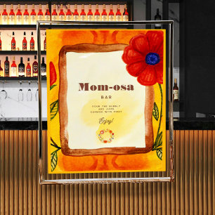 Mom-osaレトロヒッピーフローラ水カラーベビーシャワー ポスター