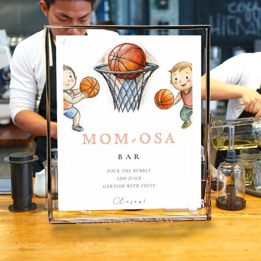 Mom-osa我々の小さなチャムバスケットボールベビーシャワー ポスター