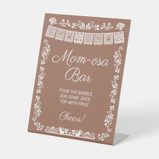 Mom-osa Bar テラコッタ ベビーシャワー 台座サイン (正面)