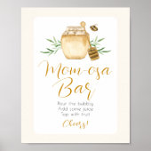 Mom-osa Bar Honey Bee Baby Shower Table Sign ポスター (正面)