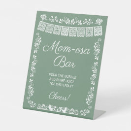 Mom-osa Bar Sage Green Baby Shower 台座サイン