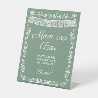 Mom-osa Bar Sage Green Baby Shower 台座サイン