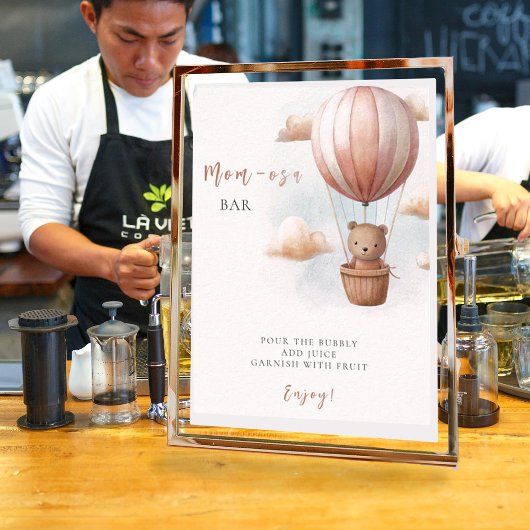 Mom-osa Bear on Balloon Baby Shower ポスター